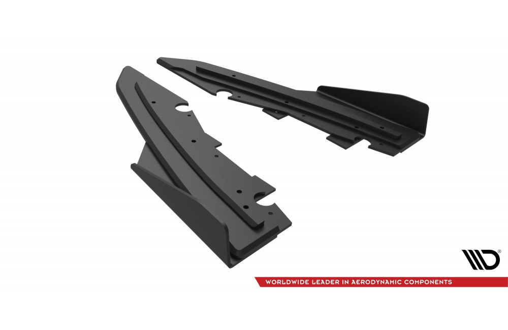 Street Pro Rear Side Splitters + Flaps Ford Mondeo Sport Mk5 Facelift / Fusion Sport Mk2 Facelift - Black + Gloss Flaps