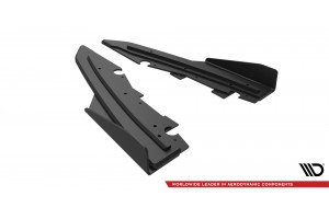 Street Pro Rear Side Splitters + Flaps Ford Mondeo Sport Mk5 Facelift / Fusion Sport Mk2 Facelift - Black + Gloss Flaps