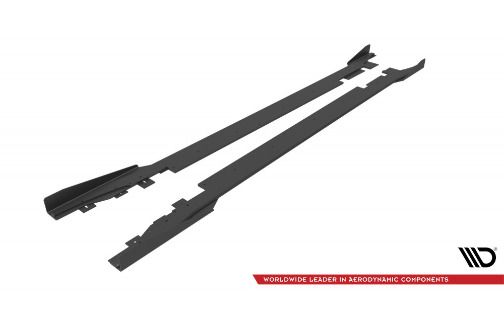 Street Pro Side Skirts Diffusers + Flaps Ford Mondeo Sport Mk5 Facelift / Fusion Sport Mk2 Facelift - Black + Gloss Flaps