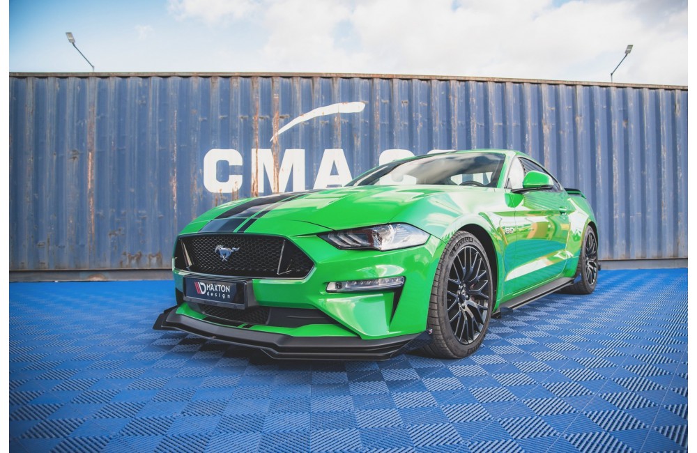 Street Pro Front Splitter V.1 + Flaps Ford Mustang GT Mk6 Facelift - Black + Gloss Flaps