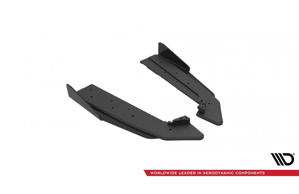 Street Pro Rear Side Splitters V.1 + Flaps Ford Mustang GT Mk6 Facelift - Black + Gloss Flaps Street Pro Rear Side Splitters V.1 + Flaps Ford Mustang GT Mk6 Facelift - Black + Gloss Flaps