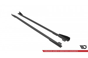 Street Pro Side Skirts Diffusers V.1 + Flaps Ford Mustang GT Mk6 Facelift - Black + Gloss Flaps