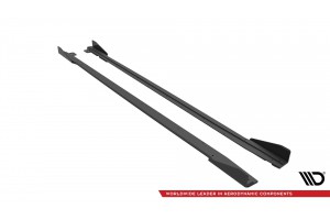 Street Pro Side Skirts Diffusers V.1 + Flaps Ford Mustang GT Mk6 Facelift - Black + Gloss Flaps