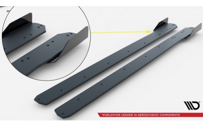 Street Pro Side Skirts Diffusers V.1 + Flaps Ford Mustang GT Mk6 Facelift - Black + Gloss Flaps    