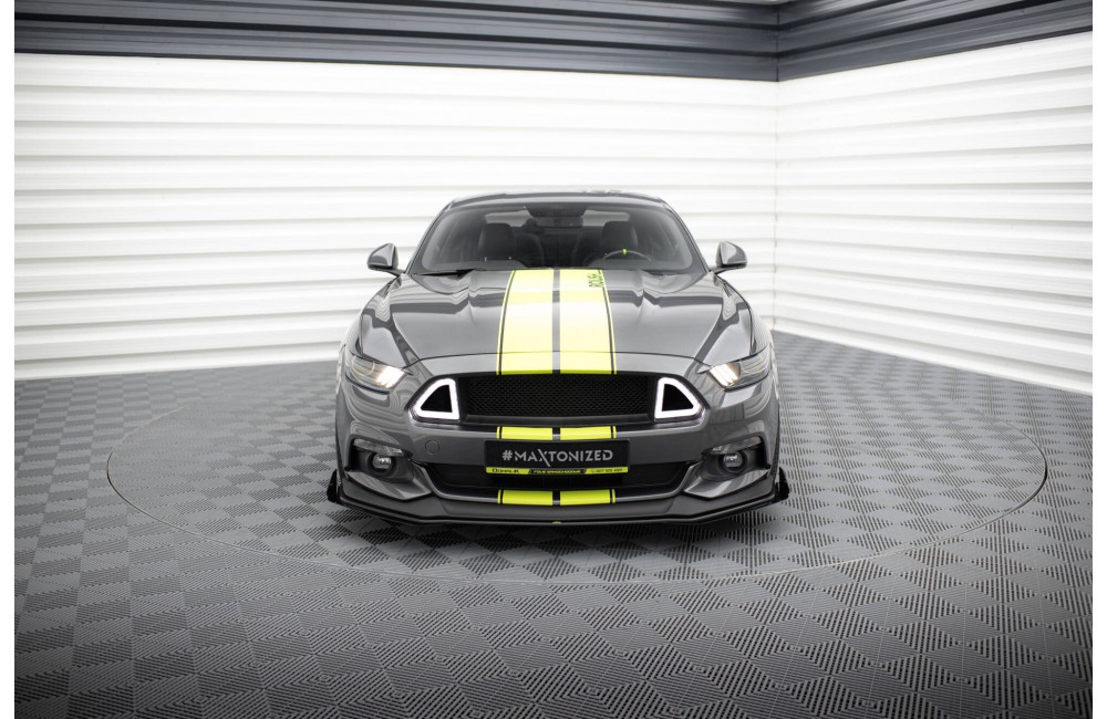 Street Pro Front Splitter + Flaps Ford Mustang GT Mk6  - Black + Gloss Flaps