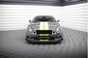 Street Pro Front Splitter + Flaps Ford Mustang GT Mk6  - Black + Gloss Flaps