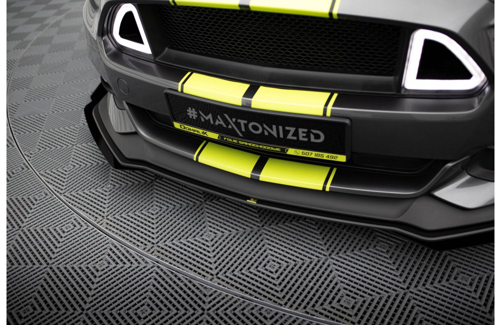 Street Pro Front Splitter + Flaps Ford Mustang GT Mk6  - Black + Gloss Flaps