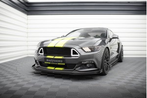 Street Pro Front Splitter + Flaps Ford Mustang GT Mk6  - Black + Gloss Flaps