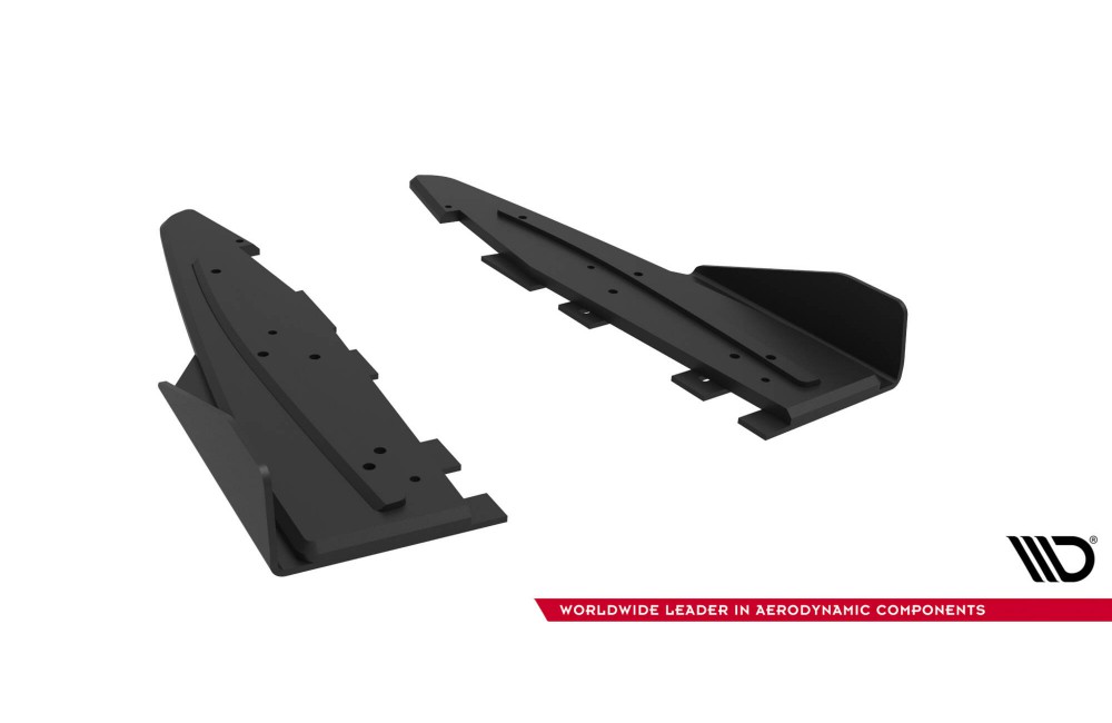 Street Pro Rear Side Splitters + Flaps Ford Mustang GT Mk6  - Black + Gloss Flaps