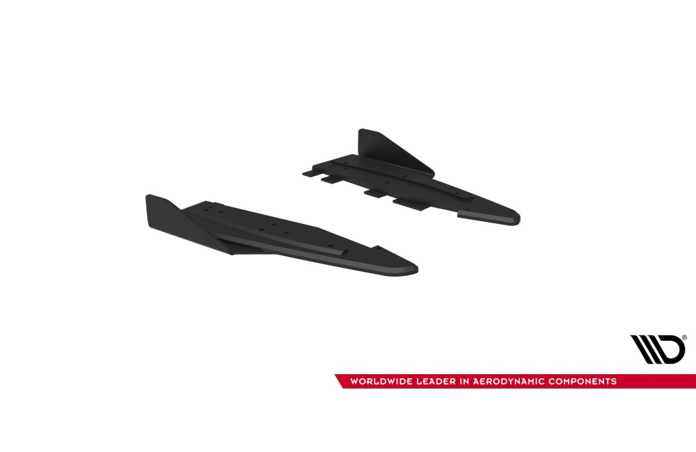Street Pro Rear Side Splitters + Flaps Ford Mustang GT Mk6  - Black + Gloss Flaps
