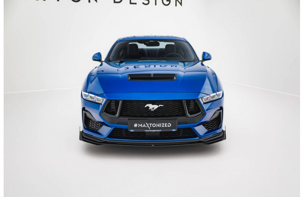Street Pro Front Splitter + Flaps Ford Mustang GT Mk7 - Black + Gloss Flaps