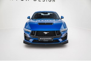 Street Pro Front Splitter + Flaps Ford Mustang GT Mk7 - Black + Gloss Flaps