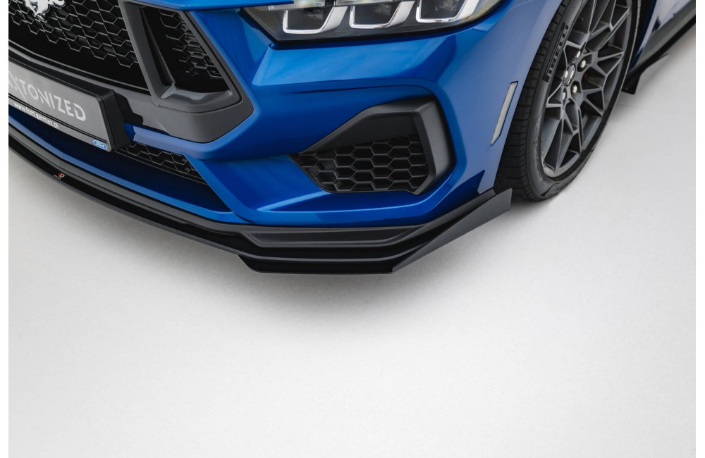 Street Pro Front Splitter + Flaps Ford Mustang GT Mk7 - Black + Gloss Flaps
