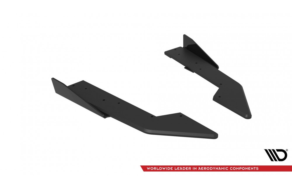 Street Pro Rear Side Splitters + Flaps Ford Mustang GT Mk7 - Black + Gloss Flaps