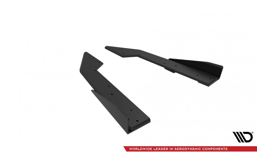 Street Pro Rear Side Splitters + Flaps Ford Mustang GT Mk7 - Black + Gloss Flaps