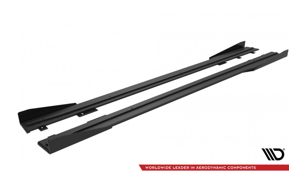 Street Pro Side Skirts Diffusers + Flaps Ford Mustang GT Mk7 - Black + Gloss Flaps Street Pro Side Skirts Diffusers + Flaps Ford Mustang GT Mk7 - Black + Gloss Flaps