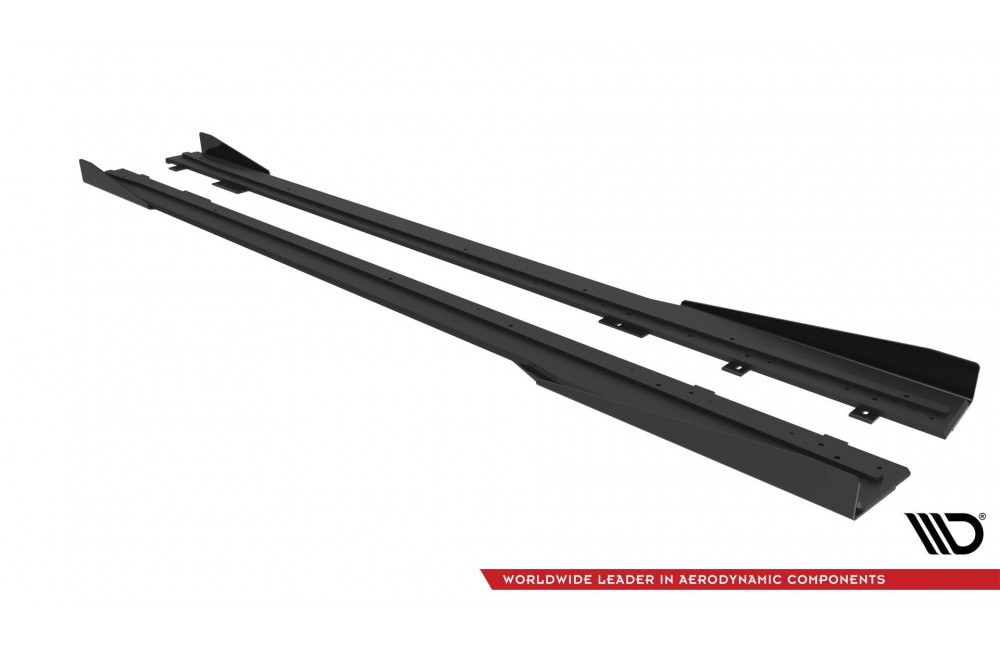 Street Pro Side Skirts Diffusers + Flaps Ford Mustang GT Mk7 - Black + Gloss Flaps Street Pro Side Skirts Diffusers + Flaps Ford Mustang GT Mk7 - Black + Gloss Flaps