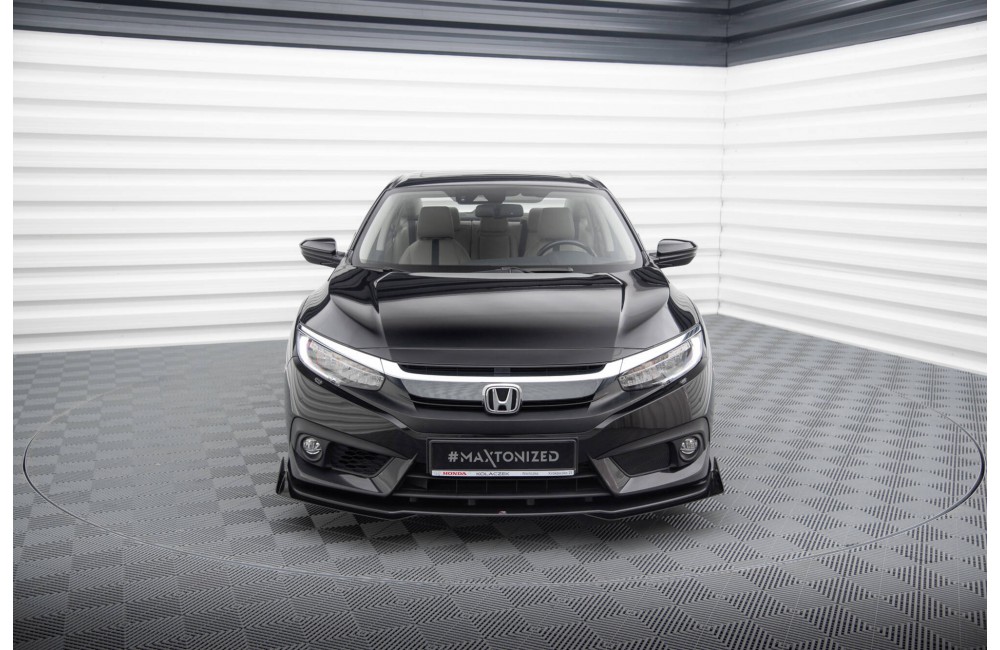 Street Pro Front Splitter + Flaps Honda Civic Sedan Mk10 - Black + Gloss Flaps