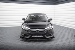 Street Pro Front Splitter + Flaps Honda Civic Sedan Mk10 - Black + Gloss Flaps
