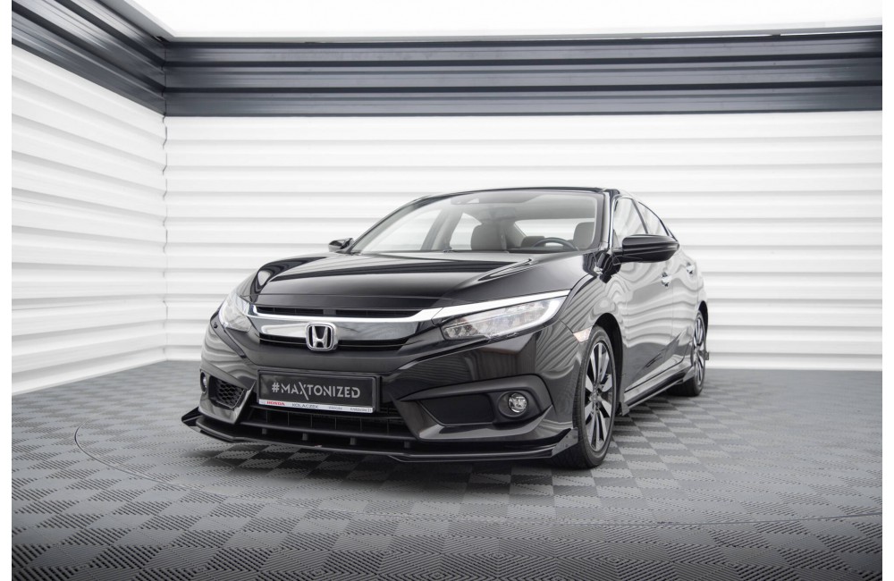 Street Pro Front Splitter + Flaps Honda Civic Sedan Mk10 - Black + Gloss Flaps