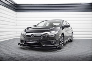 Street Pro Front Splitter + Flaps Honda Civic Sedan Mk10 - Black + Gloss Flaps