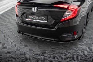 Street Pro Rear Side Splitters + Flaps Honda Civic Mk10 - Black + Gloss Flaps