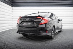 Street Pro Rear Side Splitters + Flaps Honda Civic Mk10 - Black + Gloss Flaps
