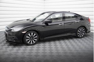 Street Pro Side Skirts Diffusers + Flaps Honda Civic Mk10 - Black + Gloss Flaps