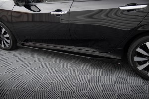 Street Pro Side Skirts Diffusers + Flaps Honda Civic Mk10 - Black + Gloss Flaps