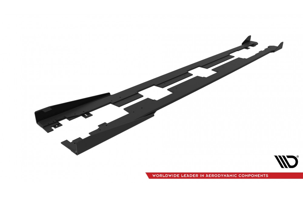 Street Pro Side Skirts Diffusers + Flaps Honda Civic Mk10 - Black + Gloss Flaps