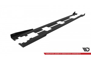 Street Pro Side Skirts Diffusers + Flaps Honda Civic Mk10 - Black + Gloss Flaps