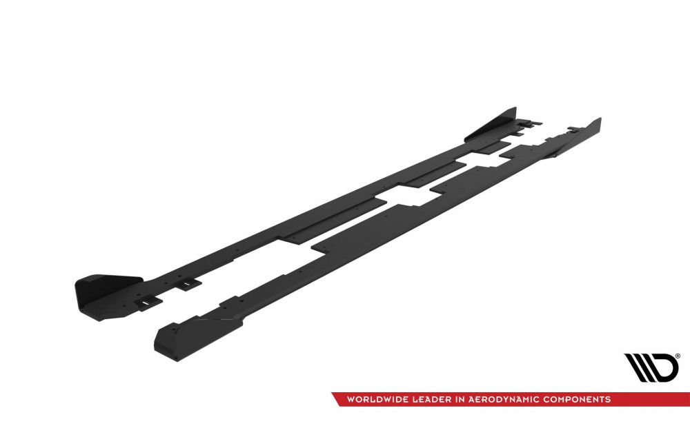 Street Pro Side Skirts Diffusers + Flaps Honda Civic Mk10 - Black + Gloss Flaps