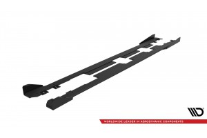 Street Pro Side Skirts Diffusers + Flaps Honda Civic Mk10 - Black + Gloss Flaps