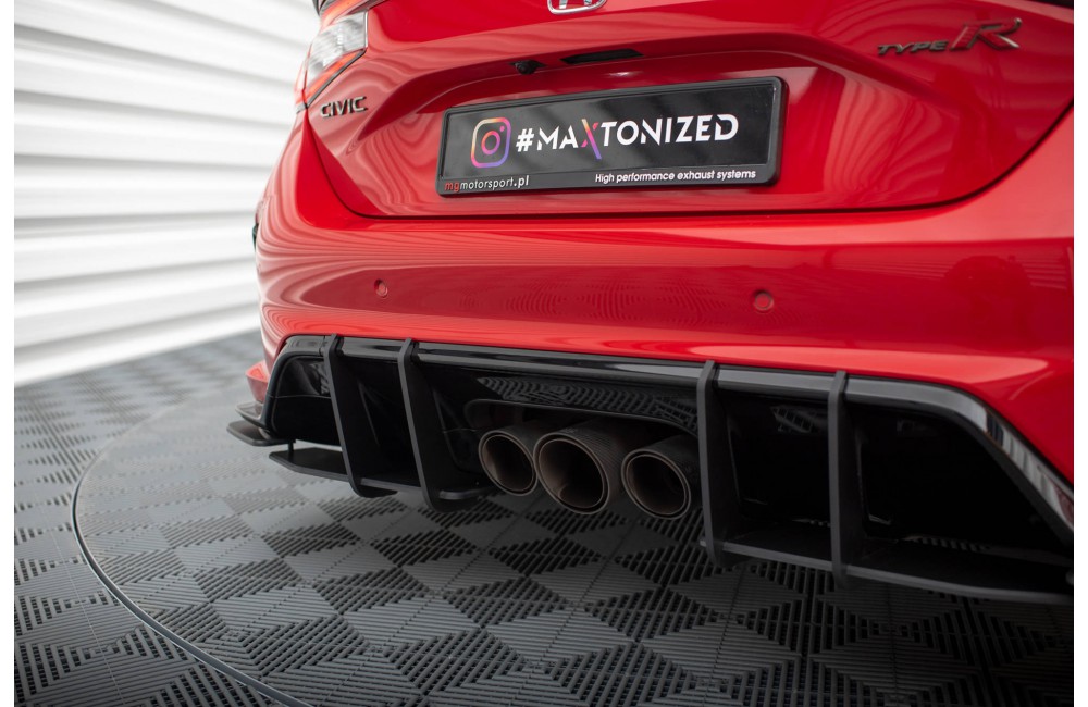Street Pro Rear Side Splitters + Flaps Honda Civic Type-R Mk 11 - Black + Gloss Flaps