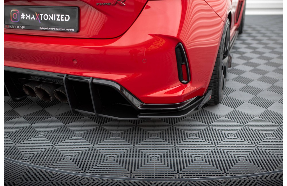 Street Pro Rear Side Splitters + Flaps Honda Civic Type-R Mk 11 - Black + Gloss Flaps