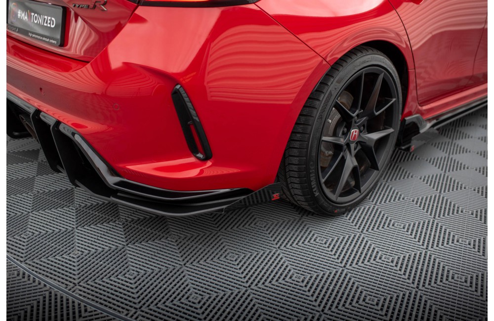 Street Pro Rear Side Splitters + Flaps Honda Civic Type-R Mk 11 - Black + Gloss Flaps