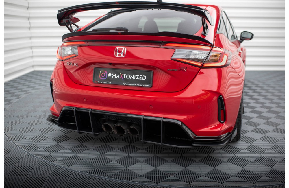 Street Pro Rear Side Splitters + Flaps Honda Civic Type-R Mk 11 - Black + Gloss Flaps