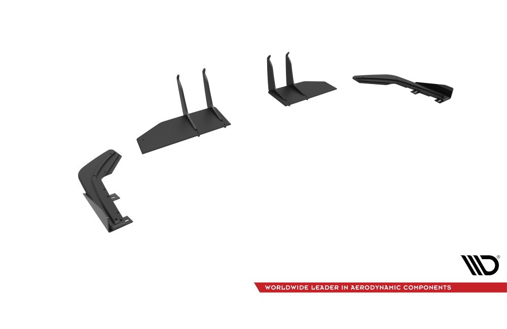 Street Pro Rear Side Splitters + Flaps Honda Civic Type-R Mk 11 - Black + Gloss Flaps