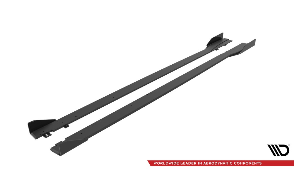 Street Pro Side Skirts Diffusers + Flaps Honda Civic Type-R Mk 11 - Black + Gloss Flaps