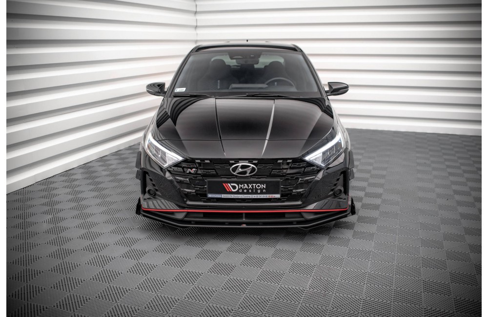 Street Pro Front Splitter V.1 + Flaps Hyundai I20 N Mk3 - Black + Gloss Flaps