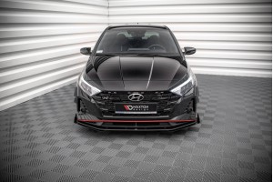 Street Pro Front Splitter V.1 + Flaps Hyundai I20 N Mk3 - Black + Gloss Flaps