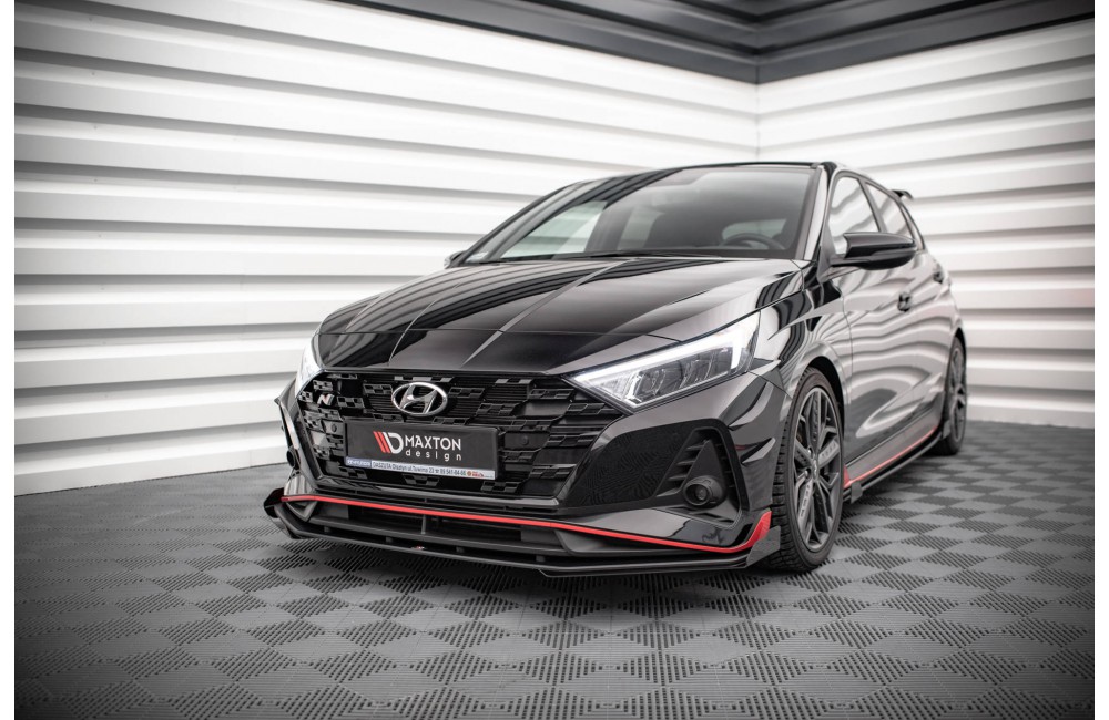 Street Pro Front Splitter V.1 + Flaps Hyundai I20 N Mk3 - Black + Gloss Flaps
