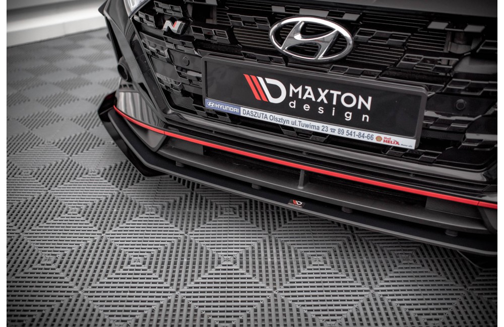 Street Pro Front Splitter V.1 + Flaps Hyundai I20 N Mk3 - Black + Gloss Flaps