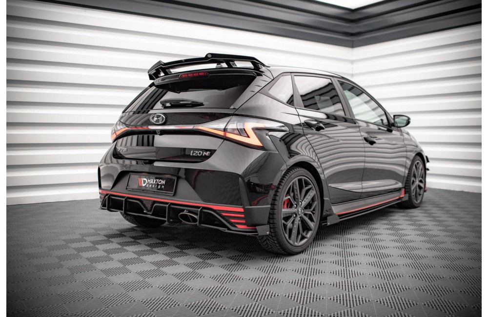 Street Pro Rear Side Splitters + Flaps Hyundai I20 N Mk3 - Black + Gloss Flaps