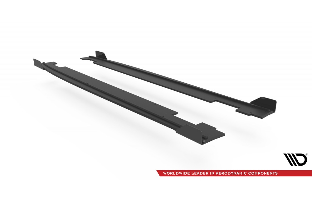 Street Pro Side Skirts Diffusers + Flaps Hyundai I20 N Mk3 - Black + Gloss Flaps