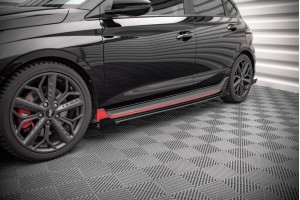 Street Pro Side Skirts Diffusers + Flaps Hyundai I20 N Mk3 - Black + Gloss Flaps