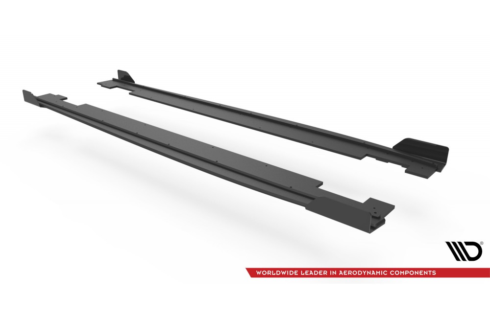 Street Pro Side Skirts Diffusers + Flaps Hyundai I20 N Mk3 - Black + Gloss Flaps