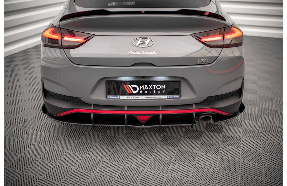 Street Pro Rear Side Splitters + Flaps Hyundai I30 Fastback N-Line Mk3 Facelift - Black + Gloss Flaps