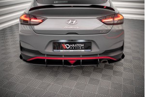 Street Pro Rear Side Splitters + Flaps Hyundai I30 Fastback N-Line Mk3 Facelift - Black + Gloss Flaps