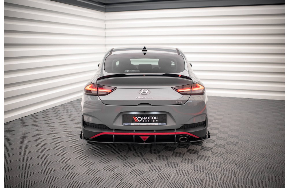 Street Pro Rear Side Splitters + Flaps Hyundai I30 Fastback N-Line Mk3 Facelift - Black + Gloss Flaps